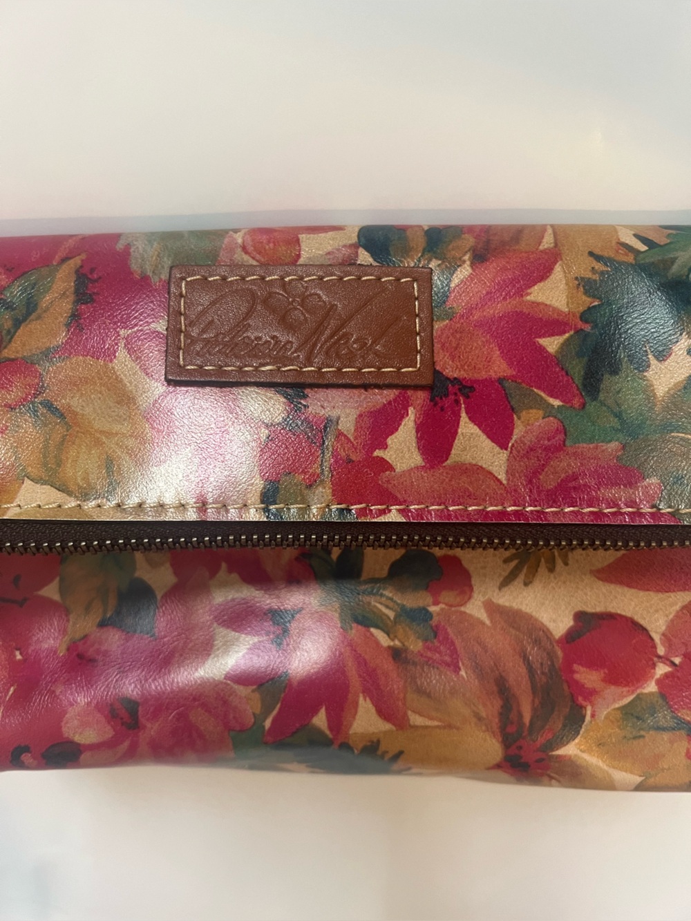 Patricia Nash Vintage Valarie Floral Fold Over Leather Wristlet Clutch Handbag - Picture 13 of 15